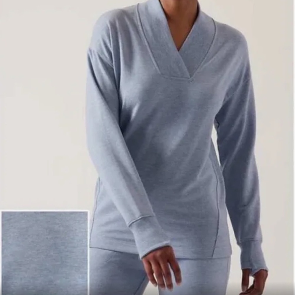 Athleta Clarity Heron Blue Heather Sweathshirt Sz XS